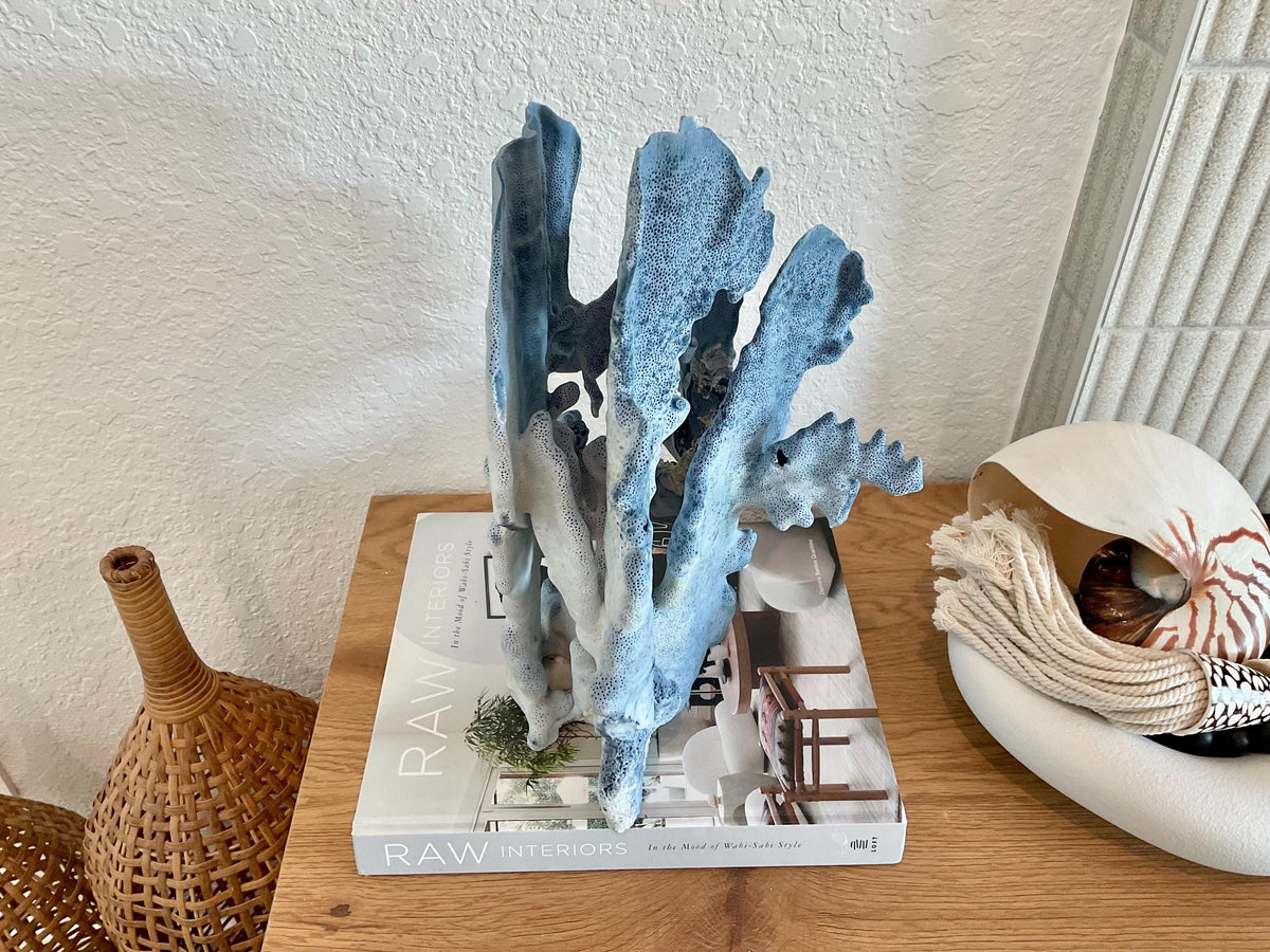 Blue Ridge Coral Fossil Specimen: 15.5" x 11" x 9” Coastal Beach House Décor