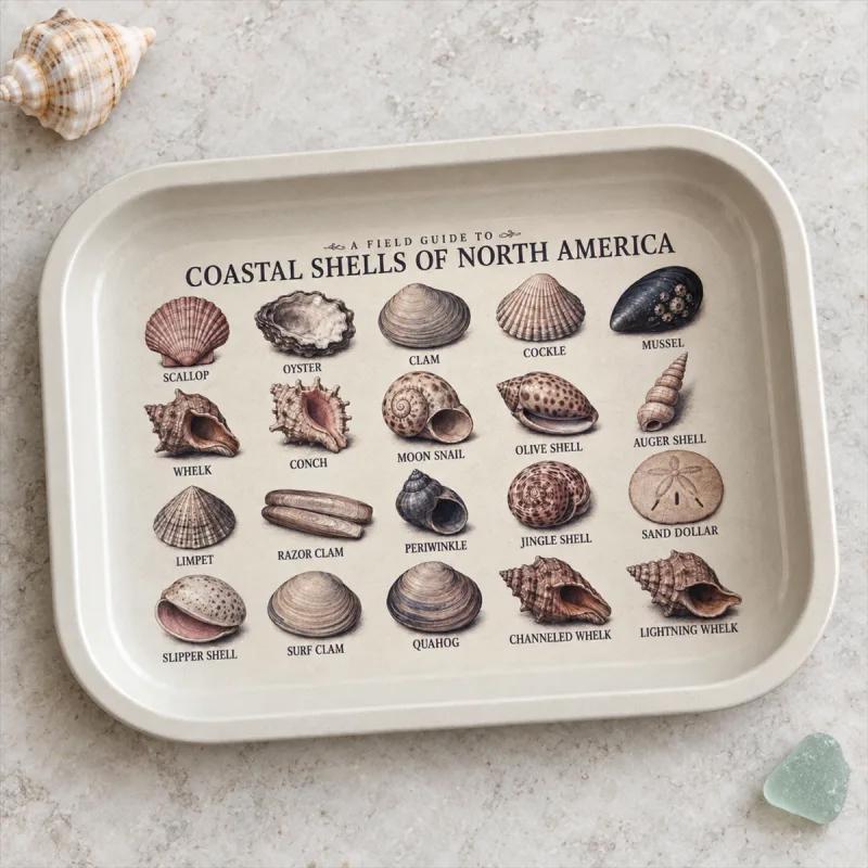 Seashell Specimen Decorative Tray: Coastal Décor Gift