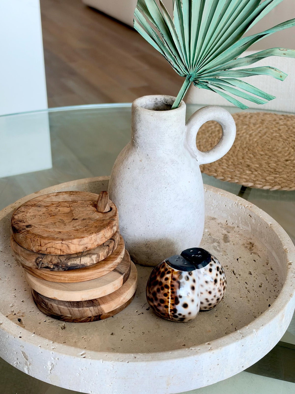Handcrafted Cowrie Shell Salt And Pepper Shakers Set, Organic Modern Coastal Décor Gift