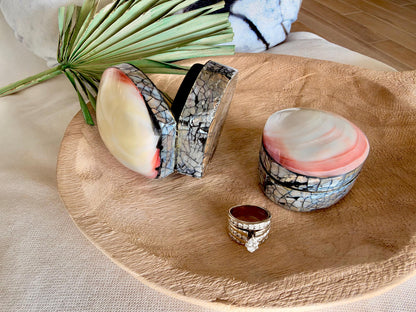 Natural Handmade Seashell Clam Ring Box: 3 Colors, 2.5" Shell Coastal Gift