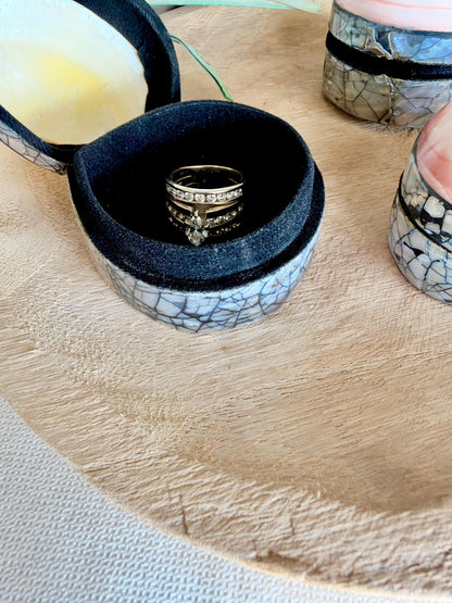 Natural Handmade Seashell Clam Ring Box: 3 Colors, 2.5" Shell Coastal Gift