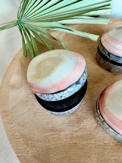 Natural Handmade Seashell Clam Ring Box: 3 Colors, 2.5" Shell Coastal Gift