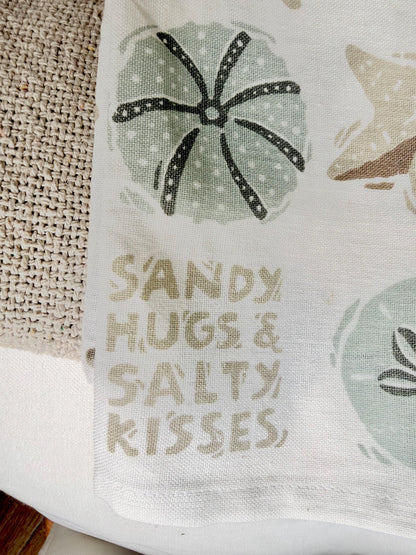 Sea Urchins & Star Fish 20"x26" Cotton Tea Towel Coastal Kitchen Décor Gift