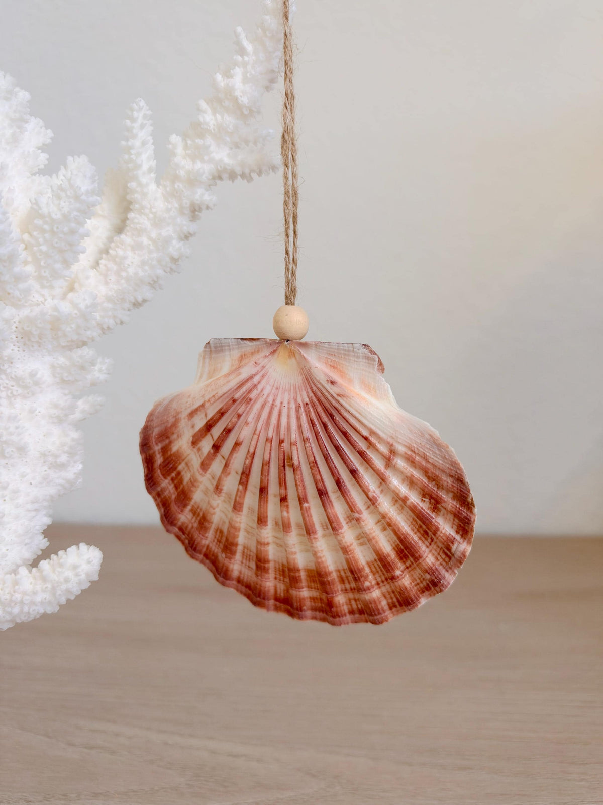 Handmade Pink Mermaids Scallop Seashell Ornaments: Set of 3, Natural Shells Christmas Tree Decoration