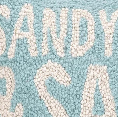Sandy Toes & Salty Kisses Blue Nautical Hook Throw Pillow: By Peking Handicraft