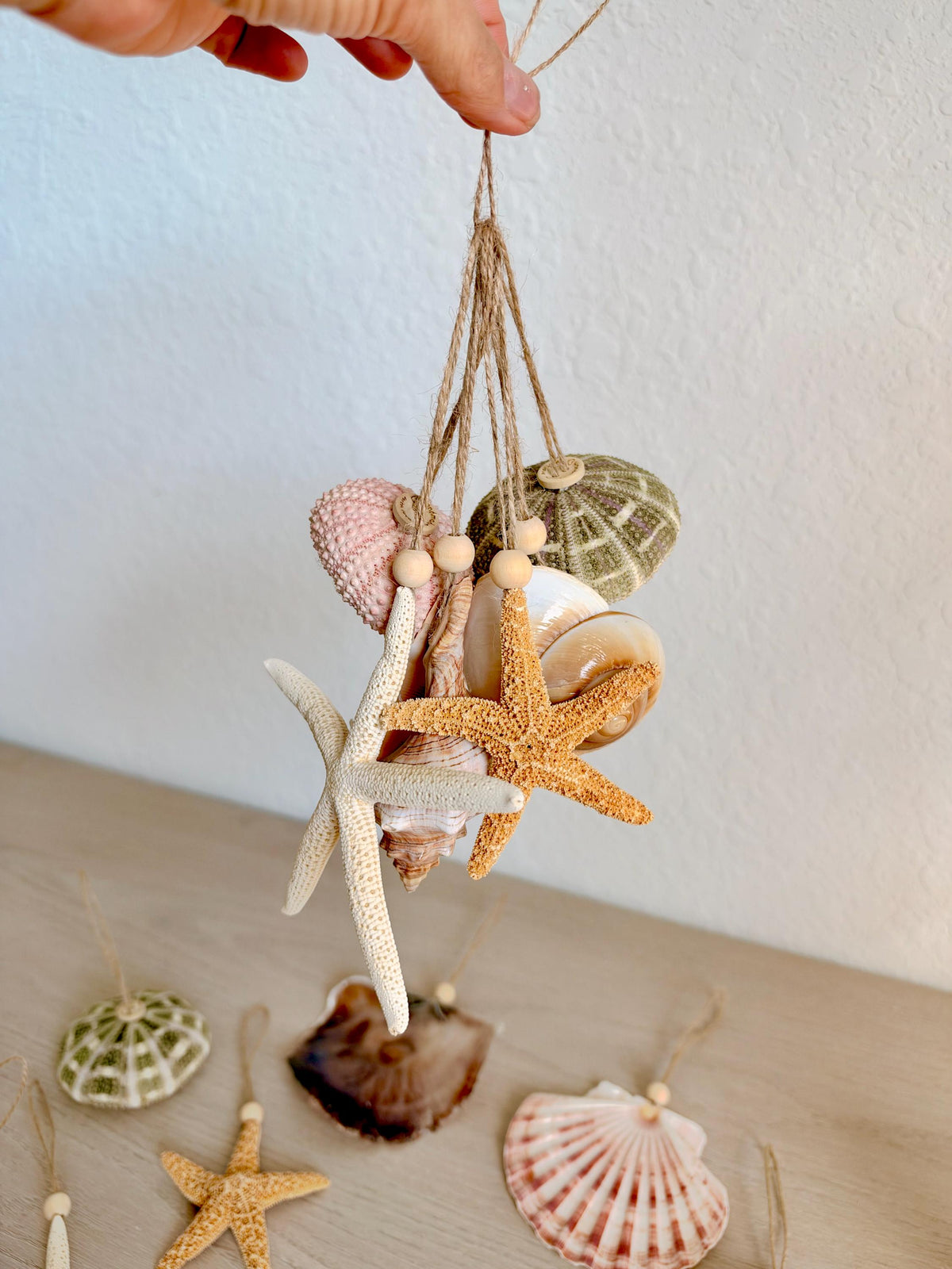 Handmade Seashell Ornaments: Set of 6, Natural Shells Christmas Tree Decoration