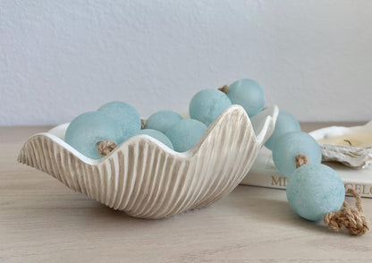 Custom Color Decorative Clam Shell Bowl, 10.5" White or Aged Oyster Grey