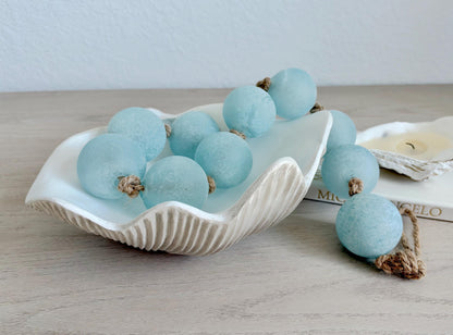 Custom Color Decorative Clam Shell Bowl, 10.5" White or Aged Oyster Grey