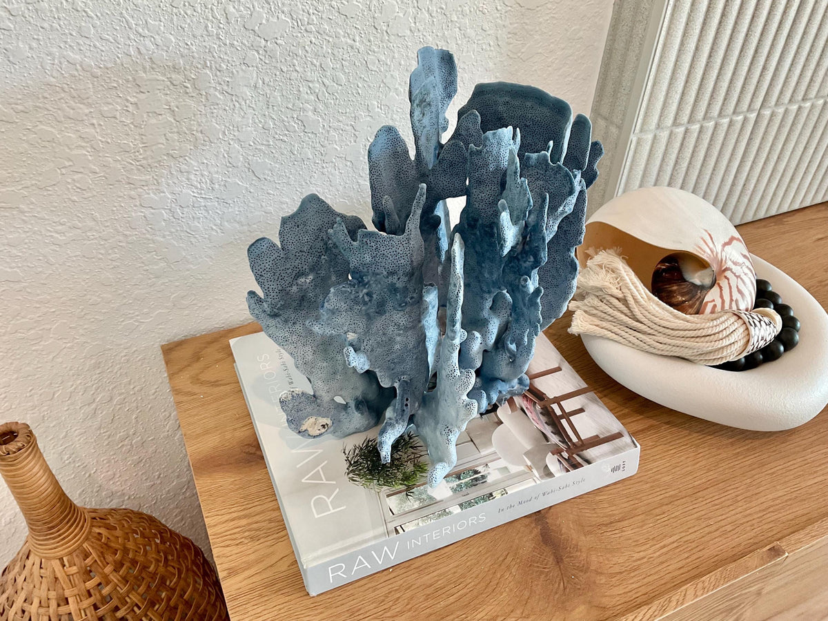 Blue Ridge Coral Fossil Specimen: 11" x 10.5" x 8" Coastal Beach House Décor