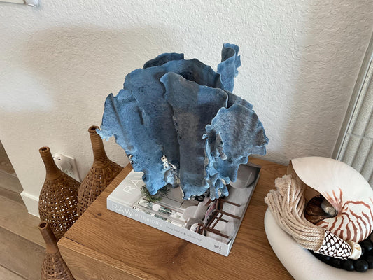 Blue Ridge Coral Fossil Specimen: 13" x 13" x 10” Coastal Beach House Décor